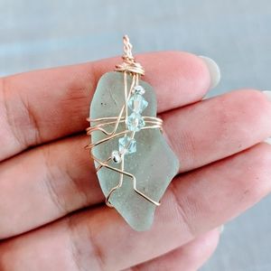 Light Blue/ Green Sea Glass Pendant from Maine 💙